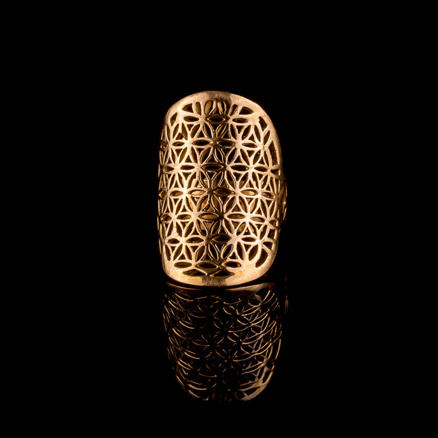 Flower of Life Brass Ring - Ekeko Crafts