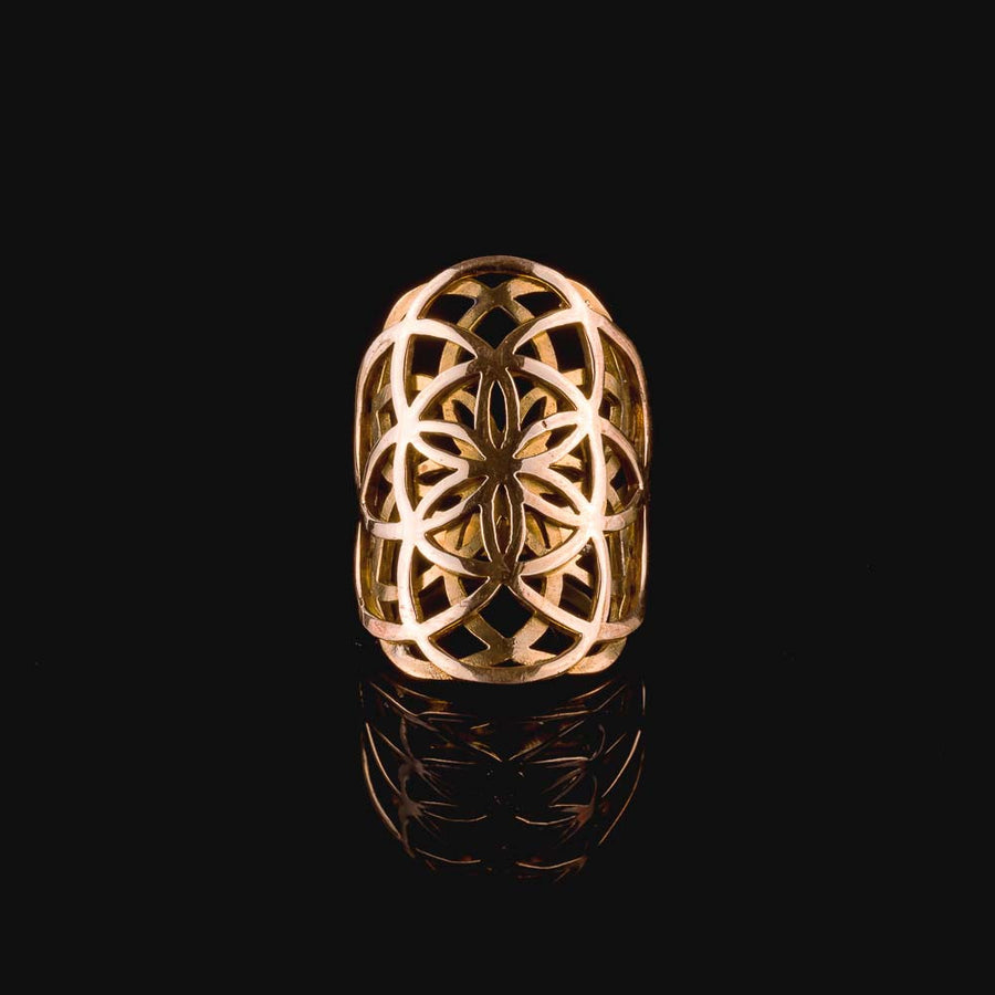 Double Seed of Life Ring - Brass - Ekeko Crafts