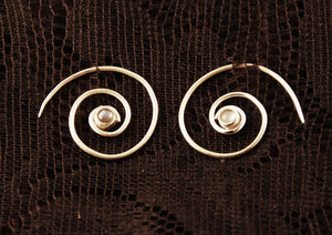 Silver Spiral Earrings - Labradorite Gemstone - Ekeko Crafts