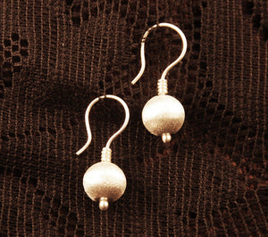 Silver Sphere Drop Earrings - Ekeko Crafts