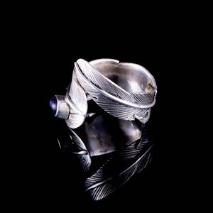Feather Ring - Silver - Amethyst - Ekeko Crafts