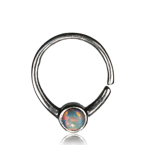 Seeta Septum Ring -Silver - White Opal - Ekeko Crafts