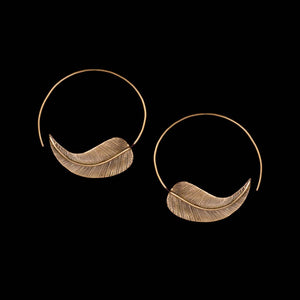Leaf Hoop Earrings - Ekeko Crafts