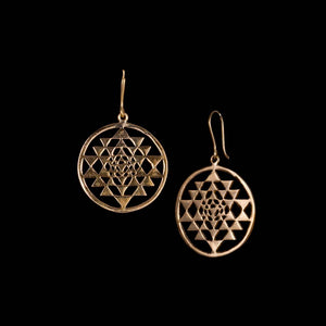 Sri Yantra Sacred Geometry Earrings - Ekeko Crafts