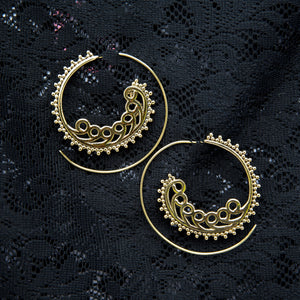 Bellydance Threader Earrings - Brass - Ekeko Crafts