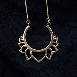 Lotus Flower Heart Chakra Pendant - Brass - Ekeko Crafts