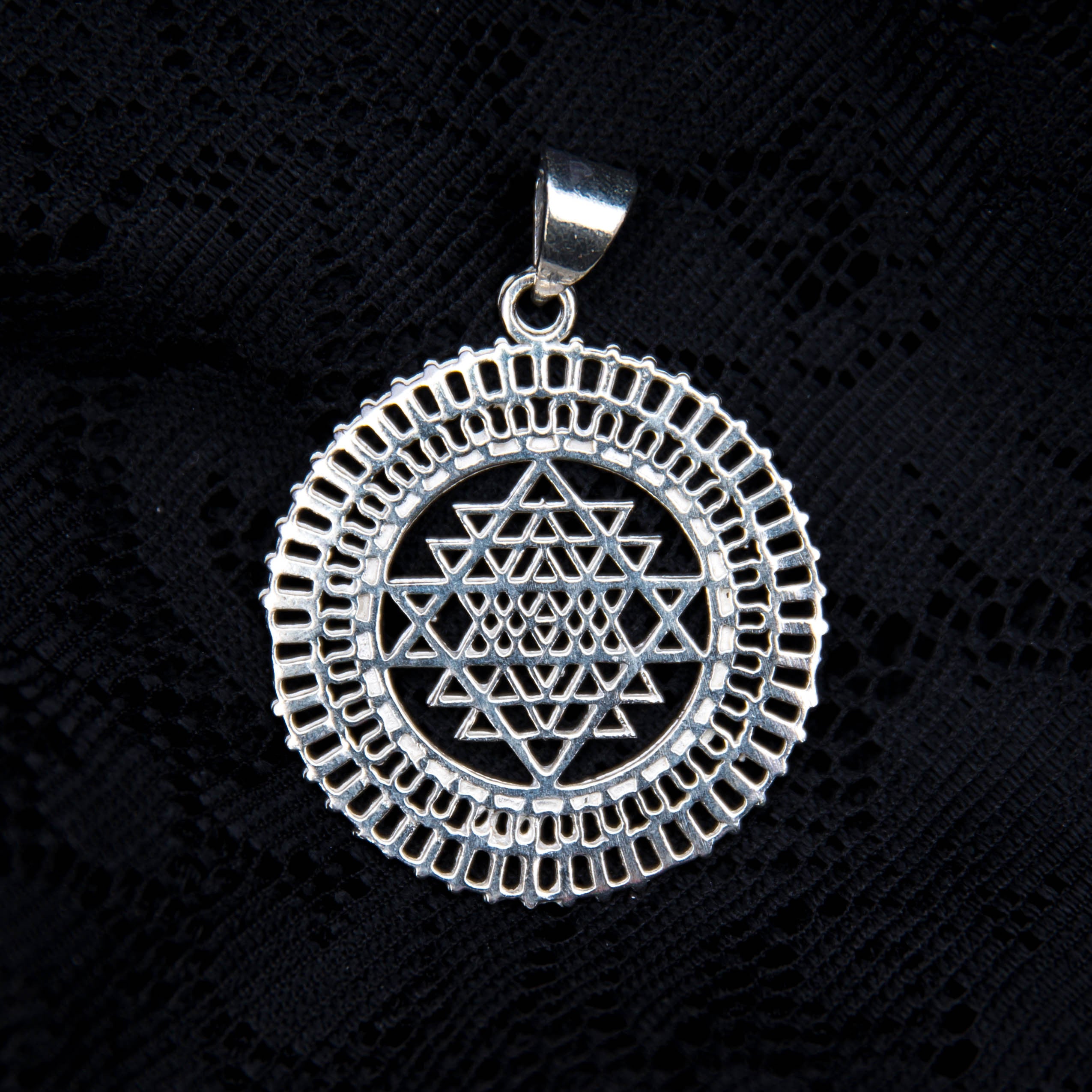 Sri Yantra Mandala Silver Pendant | Sacred Geometry Spiritual