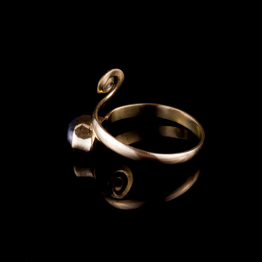 Labradorite Midi Ring - Brass - Ekeko Crafts