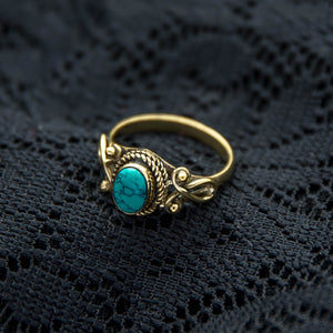 Durga Ring - Brass - Turquoise - Ekeko Crafts
