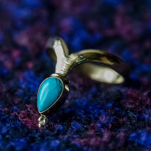 Chevron Ring - Brass - Turquoise - Ekeko Crafts