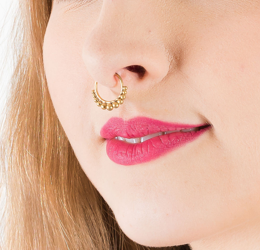 Nose Piercing Bohemian Septum Ring Kashi Faux Septum Ring Brass