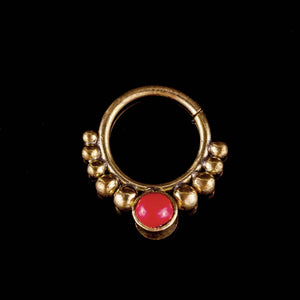 Red Coral Dotted Septum Ring - Ekeko Crafts