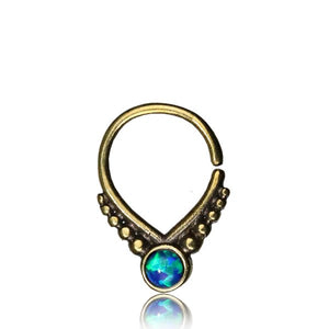 Bani Septum Ring - Opal - Brass - Ekeko Crafts