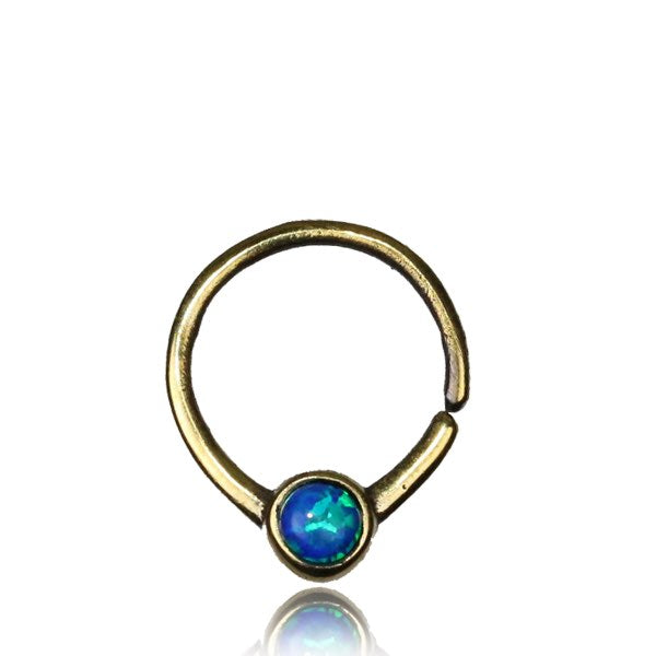 Umika Septum Ring - Opal - Brass - Ekeko Crafts