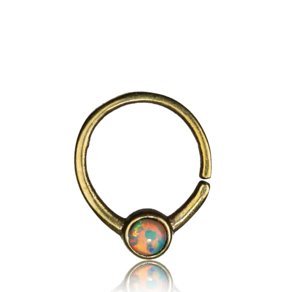 Sarika Septum Ring - Fire Opal - Brass - Ekeko Crafts