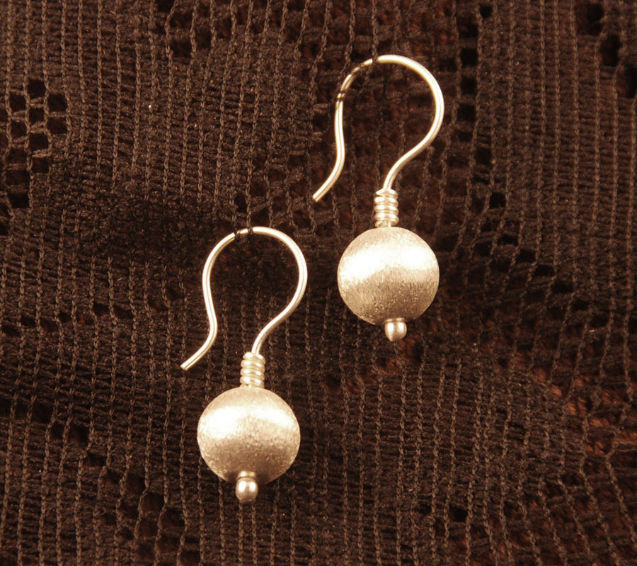 Silver Sphere Drop Earrings - Ekeko Crafts