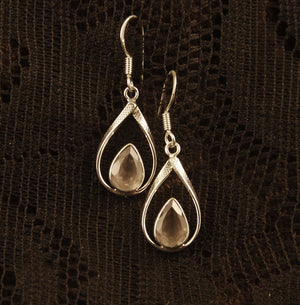 Teardrop Silver Earrings with Gemstone - Ekeko Crafts