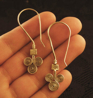 Triple Spiral Drop Earrings - Silver - Ekeko Crafts