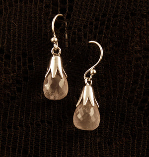 Bud Drop Earrings - Silver - Gemstones - Ekeko Crafts