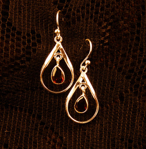 Teardrop Drop Earrings - Silver - Gemstones - Ekeko Crafts