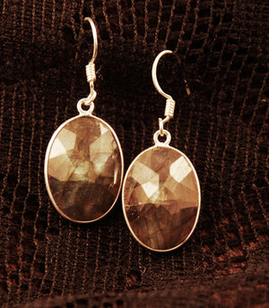 Gemstone Drop Earrings - Silver - Ekeko Crafts