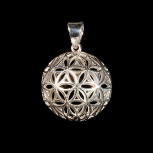 Flower of Life Globe Pendant - Silver - Ekeko Crafts