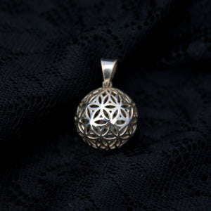 Flower of Life Globe Pendant - Silver - Ekeko Crafts