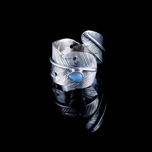 Feather Ring - Silver - Labradorite - Ekeko Crafts