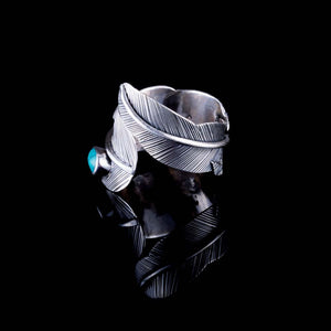 Feather Ring - Silver - Turquoise - Ekeko Crafts