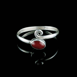 Red Midi Ring - Silver - Ekeko Crafts