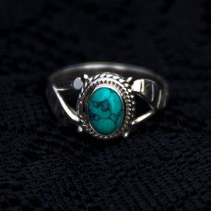 Simple Leaf Ring - Silver - Turquoise - Ekeko Crafts