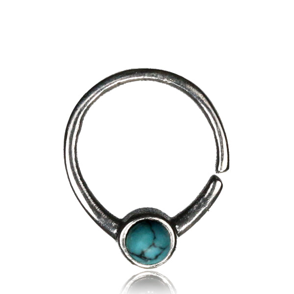 Seeta Septum Ring - Silver - Turquoise - Ekeko Crafts