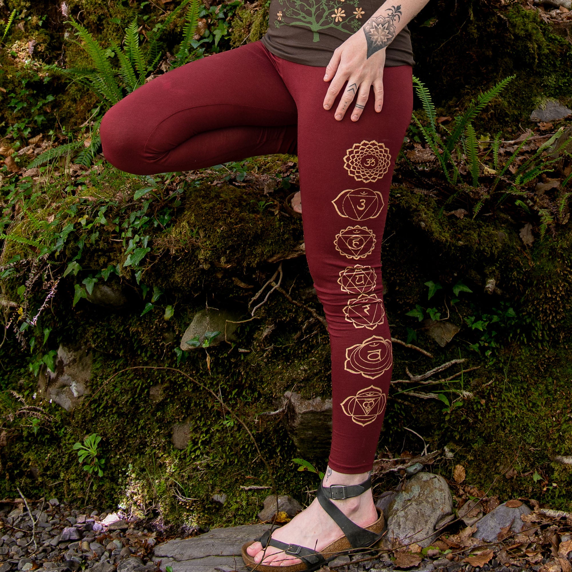 Women Fashion Yoga Seven Chakra on Rainbow Mandala Flower Elastic Mid Waist  Ankle-Length Leggings at  Women's Clothing store